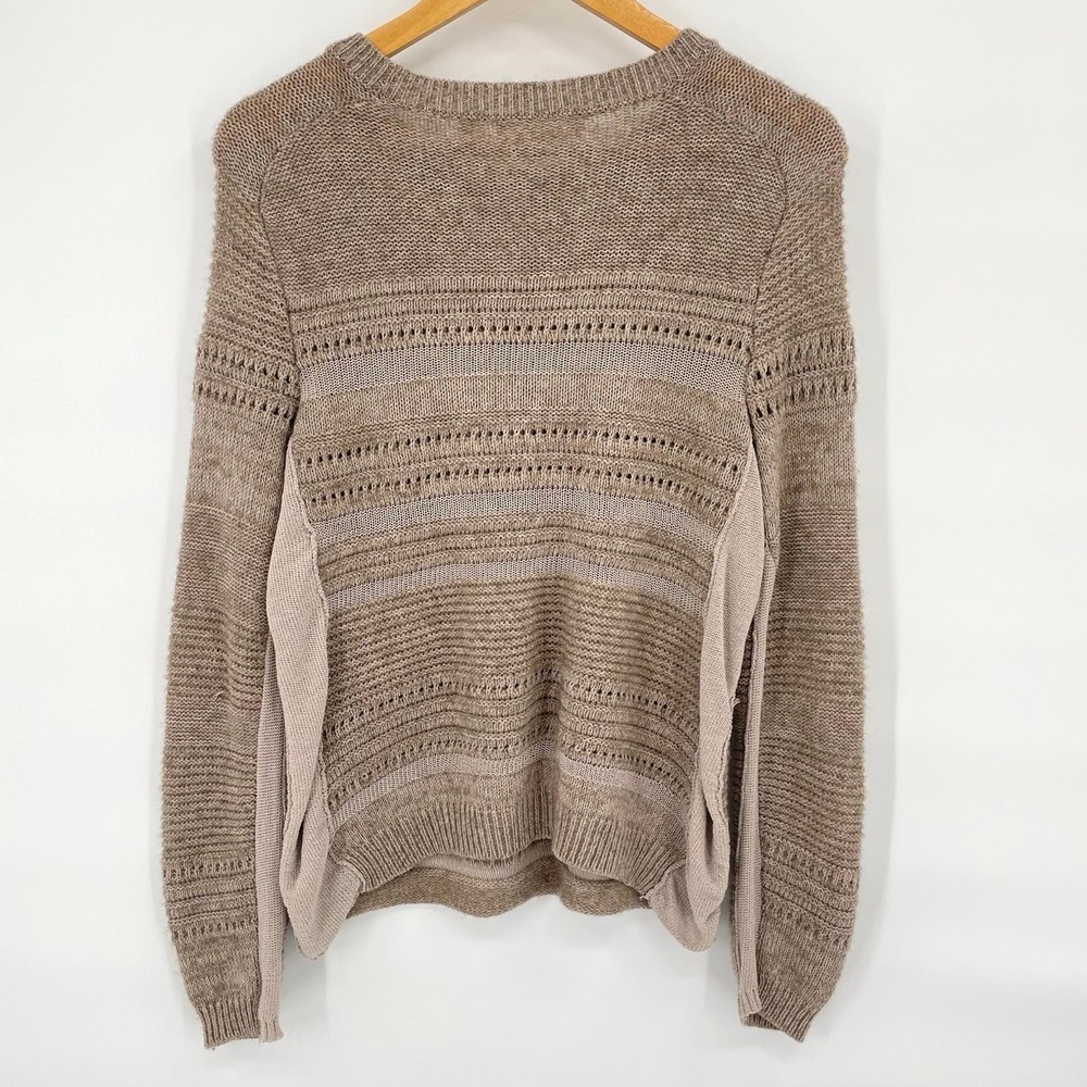 INHABIT Women's Medium Knit Sweater Wool Yak Crew Neck Pullover Neutral Cabin - Picture 2 of 5